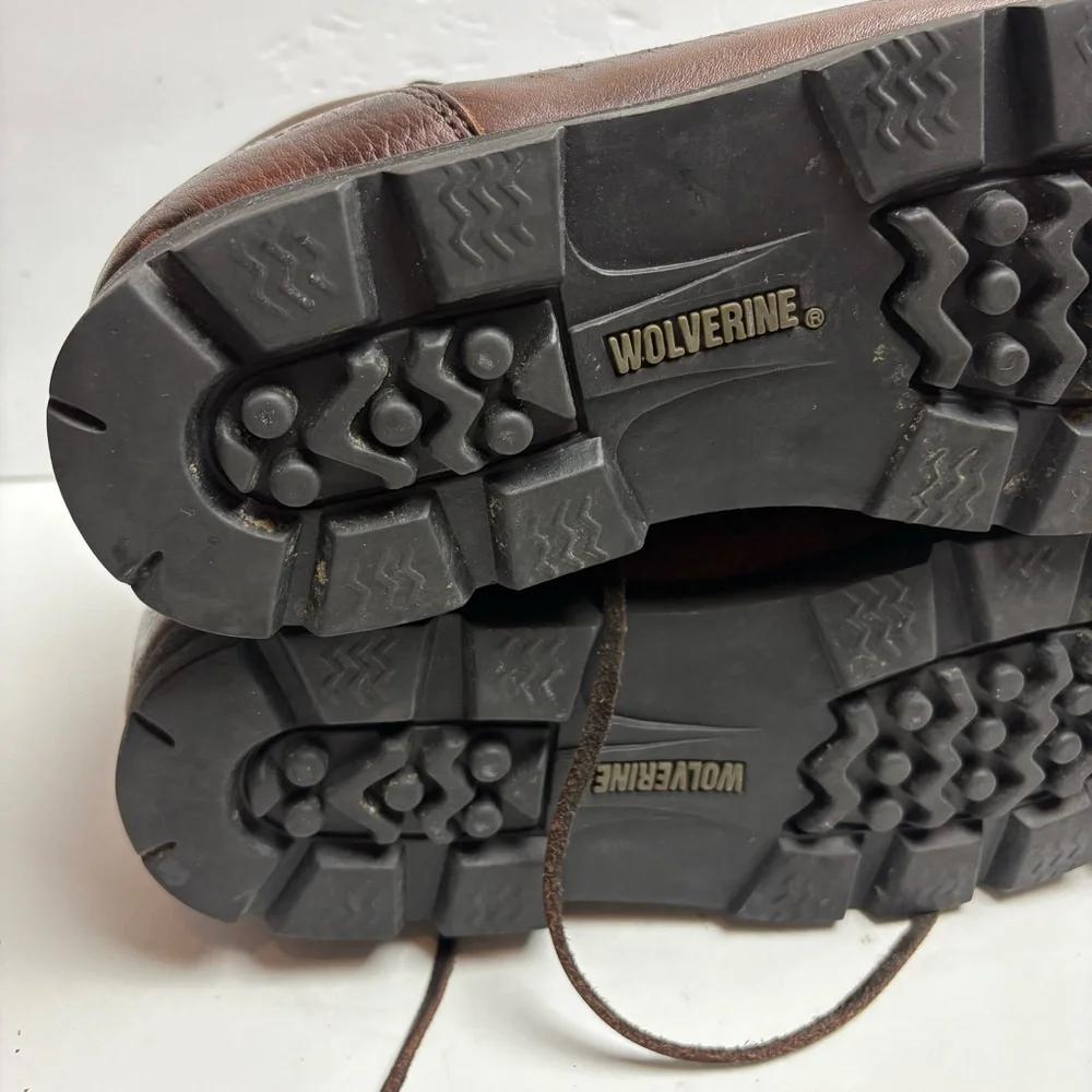 Wolverine Brown Leather Moc-Toe Work Boots Lace-up Mens size 11 06674